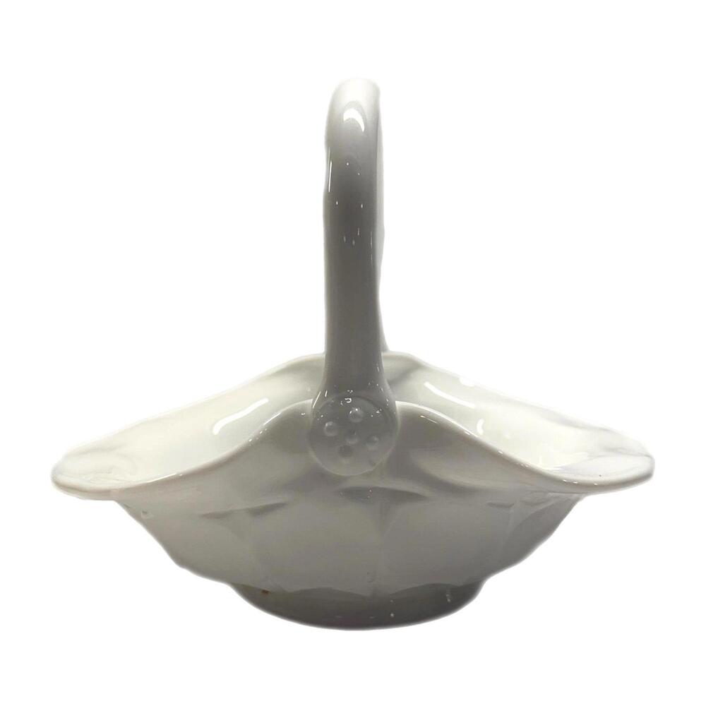 Antique Indiana Glass Constellation White Milk Glass Basket